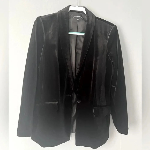 INC International Concepts Women's Black Velvet Blazer M Notched Lapel - Picture 5 of 5